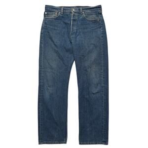 VTG 90's Levi's 501 Straight Fit Button Fly USA Denim Jeans Blue 34 x 30